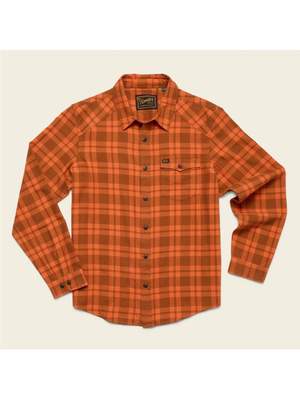 NWT Howler Bros LA Grange Lightweight Flannel Size Small S Orange Button Down
